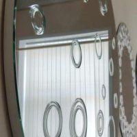 Зеркало серебро 4мм круглое с алмазной гравировкой на подложке лдсп 10