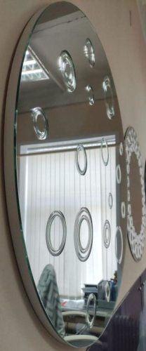 Зеркало серебро 4мм круглое с алмазной гравировкой на подложке лдсп 10
