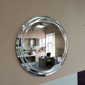 Зеркало серебро 4мм круглое с алмазной гравировкой 9