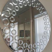 Зеркало серебро Осветлённое 4мм круглое с алмазной гравировкой 9